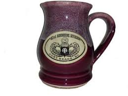 82d airborne **Cranberry and white** potbelly mug
