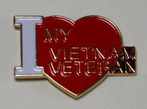 Heart Shape, I Love My Vietnam Vet Pin
