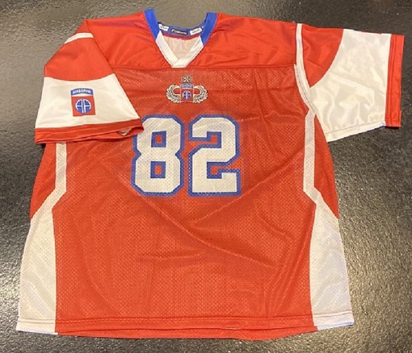 red and blue football jersey