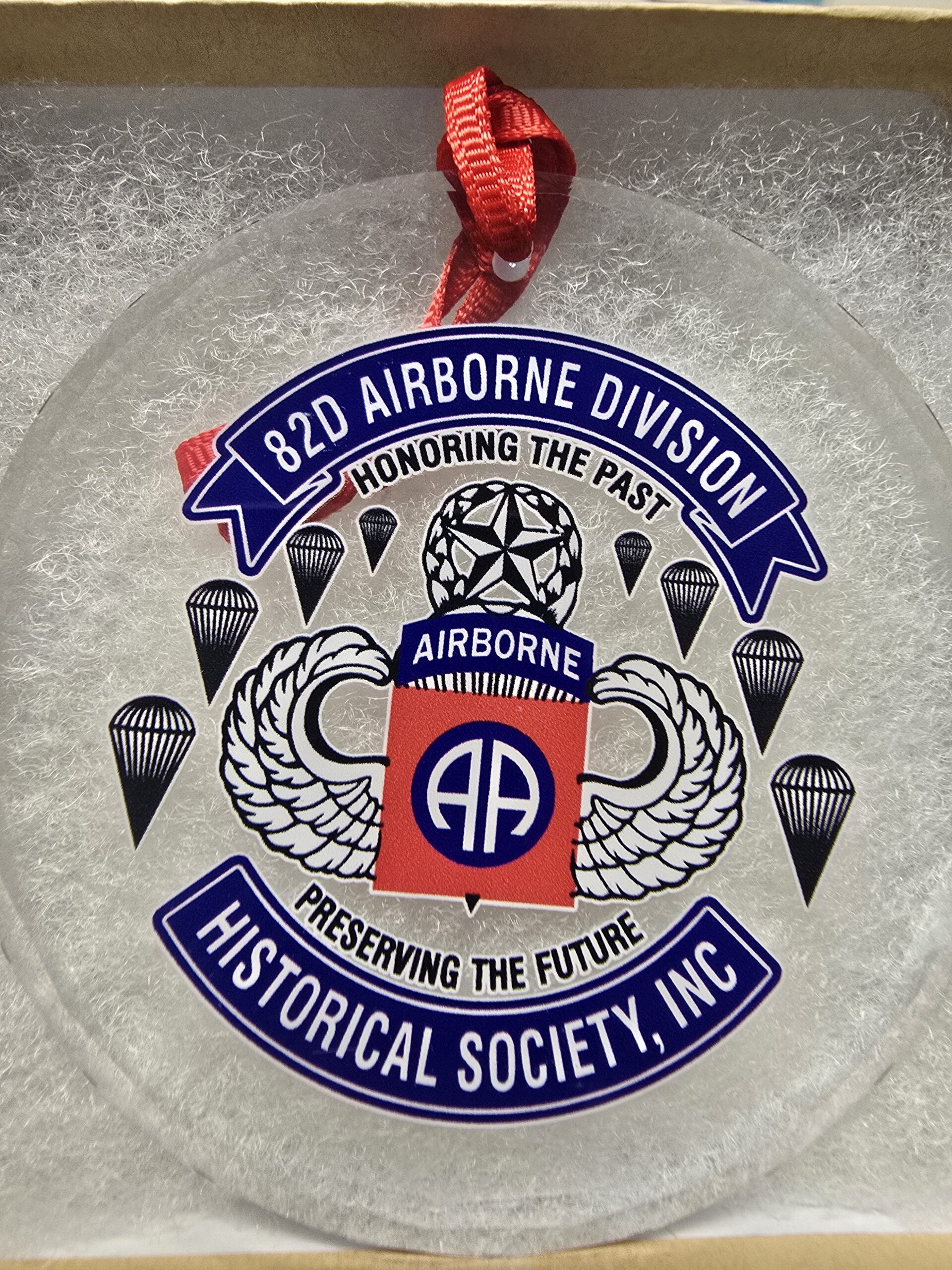 🎄🪂 82nd Airborne Division Historical Society Glass Ornament🎄🪂